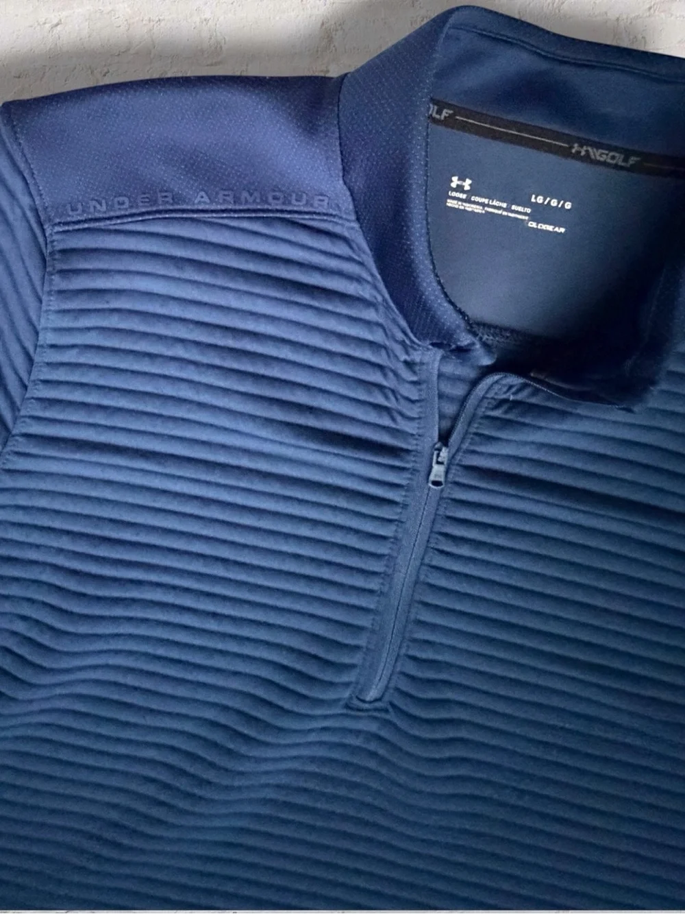 Under Armour Golf ColdGear Ribbed Quarter Zip Pullover Mens L Blue Performance